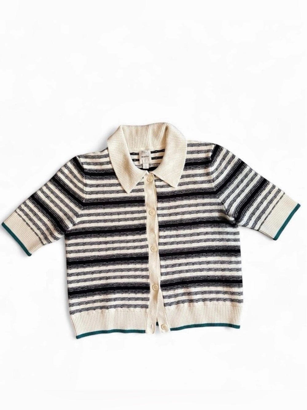 Anthropologie Maeve Striped Knit Cardigan in Cream & Black